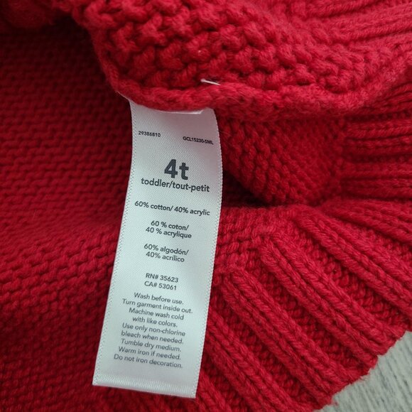 Carter’s Toddler Girls Red Cable Knit Sweater Dress Size 4T - Picture 8 of 10
